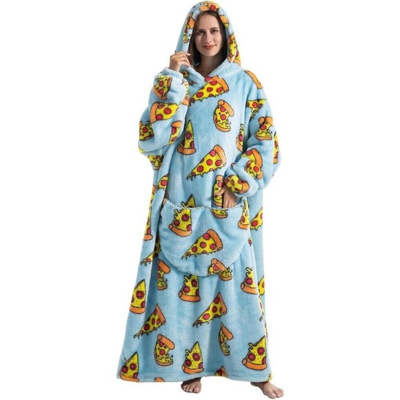 ⭐Sweat Pizza Warm Giant Hoodie Thick Flannel Blanket with Sleeve - Picture 2 of 7